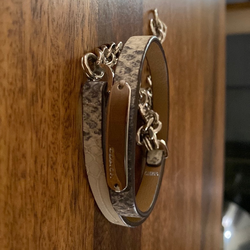 Coach Snakeskin Embossed Leather Wrap Bracelet